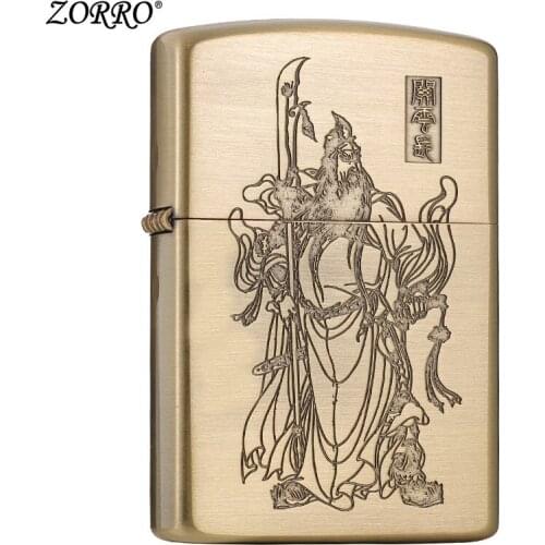 Zorro New Pure Copper Grinding Wheel Kerosene Lighter Windproof Old-fashioned Retro Gift For Boyfriend Father