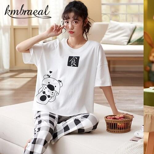 New Sleepwear Couple Men and Women Matching Home Suits Cotton Pjs Chic Chinese Word Prints Leisure Nightwear Pajamas for Summer