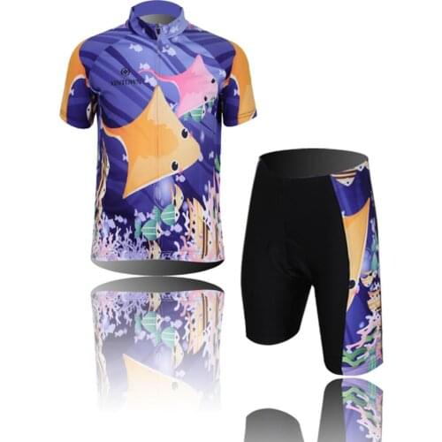 Apparel Skinsuits Cycling Clothes Kids Cycling Short Sleeve Jersey Set (Short Sleeve Jersey + Padded Shorts)