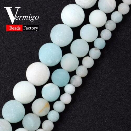 Wholesale Natural Gem Stone Dull Polish Matte Amazonite Beads Round Loose Beads For Jewelry Making Diy Bracelet 15inches