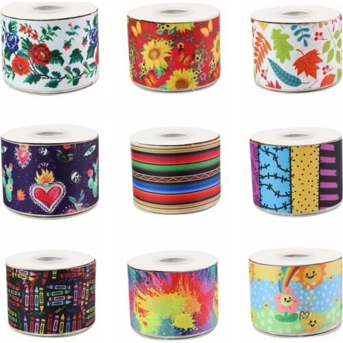 22MM 25MM 38MM 50MM 75mm Printed Pattern on Grosgrain Ribbon for diy ribbon
