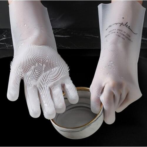 Household Dishwashing Gloves Female Washing Clothes Tool Waterproof Rubber Gloves Thin Section Housework Brush Bowl Latex Gloves