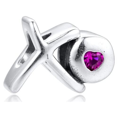 Fits Pandora Bracelet Authentic 925 Sterling Silver XO Script Charms Metal Beads for Jewelry Making Kralen