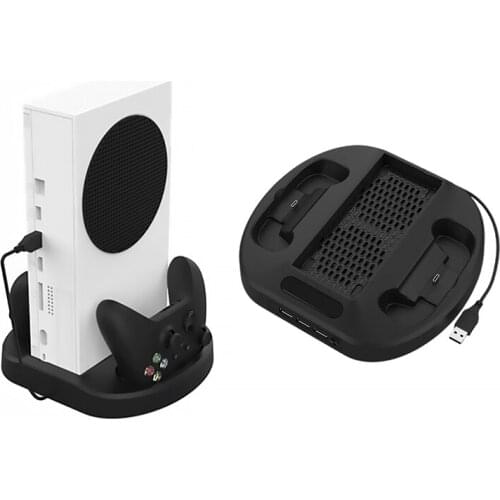 Charging Stand with Cooling Fan and 3 USB Hub Dual Controller Charger Dock Charging Station for Xbox Series S Controller