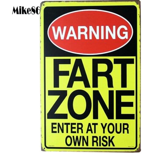 [ Mike86 ] FART ZONE Warning Signs Gift PUB Wall Plaque Art Painting Bar Craft Decor AA-176 Mix order 20*30 CM
