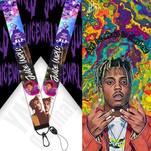 Fashion Mobile Phone Lanyard Wristband Juice Wrld European and American Star Ribbon Keychain Long Lanyard