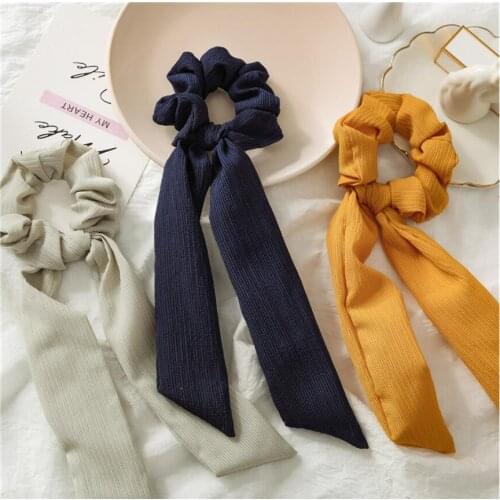 Bulk 48pcs/lot Korean Soft Silk Bows Elastic Hair Bands Women Hair Scrunchies Hair Ties Rope Bands Bunny Ears Girls Headwear
