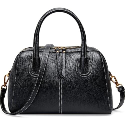 Real Luxury Designer Women Genuine Leather Boston Tote Leather Purse Ladies Shoulder Crossbody Bag Handbag Bolsa Feminina Clutch