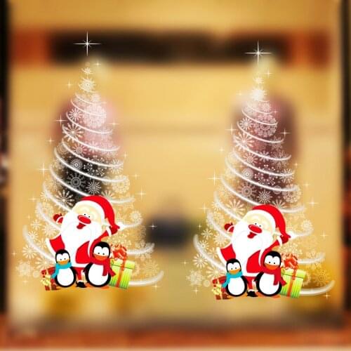Christmas Day DIY wall stickers shopping mall shop window glass doors and windows stickers Christmas tree Santa stickers