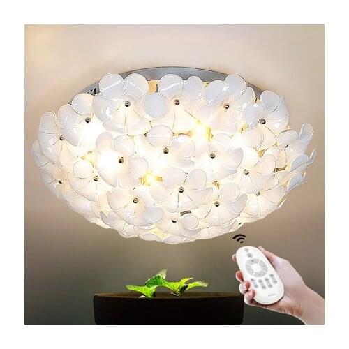 Modern Surface Mounted LED Ceiling light Flower Shape Frosted Glass Light fixture For Dining Room Remote control Optional