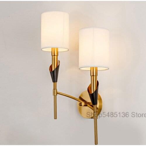 Modern Fabric Wall Lamp Gold Wall Sconce Lights for Home Bathroom Bedroom Light Fixtures Living Room Stairs Indoor Wall Lamps