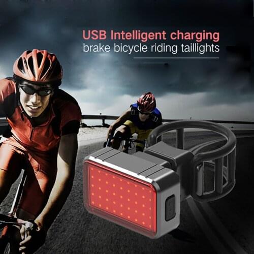 Induction Bicycle Front Light Waterproof USB rechargeable intelligent COB + 28 LED Brake Light Tail Light Riding Tail Light