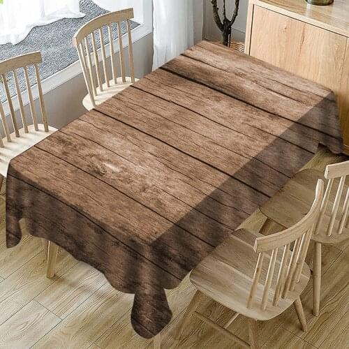 Wood Grain Printed Tablecloth Kitchen Dining Table Cover Waterproof Tablecloth Linen Polyester Home Table Cloth Decor Textile