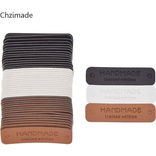 Lychee Life Handmade Garment Tags Labels PU Leather Labels For Jeans Bags Shoes Making Supplies
