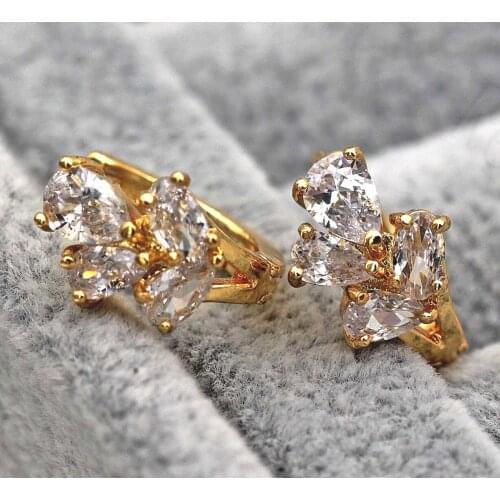 Vintage Hoop Earrings for Women Gold Filled Waterdrop Cubic Zirconia Earring Circle Luxury Earrings Engagement Wedding Jewelry