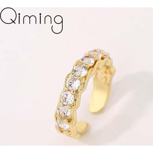 High Quality Minimalist Cubic Zircon Rings Women Versatile Luxury Open Adjustable Finger Ring Wedding Jewelry Gift