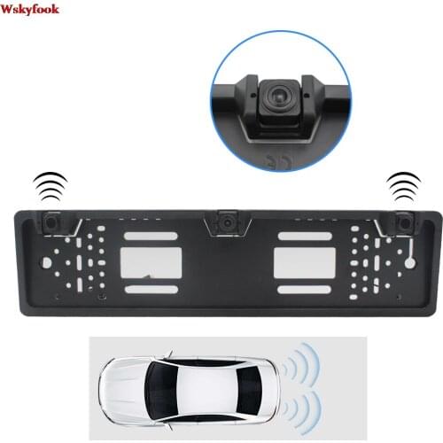 1 European License Plate Frame + 1 Car Rear View Camera + 2 Parking Sensor Reverse Radar Probe Parking Sensors Car-styling