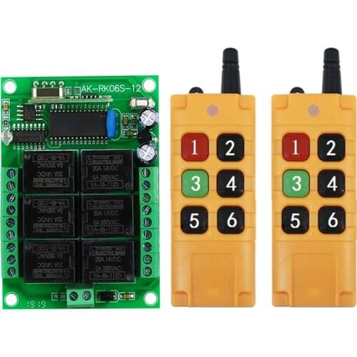 2000m DC12V 6CH 6 CH Wireless Remote Control LED Light Switch Relay Output Radio RF Transmitter And 315/433 MHz Receiver