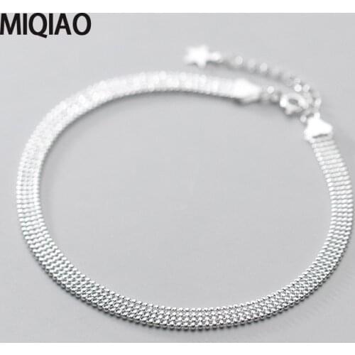 2020 New MIQIAO 925 Sterling Silver Womens Simple Beads Chain Anklet Sandals Fashion Foot Fine Jewelry Leg Bracelet Ornament