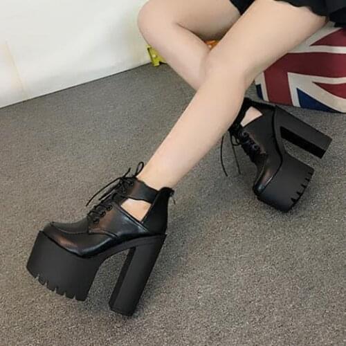 2021 New 15cm thick-heeled super-high heel hate sky-high dance catties martin knight boots short boots womens shoes