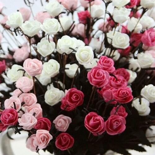3pcs 15 Heads Rose Head Artificial Flowers Foam Rose DIY Home Wedding Decor Culorful Rose Bouquet Elegant Flowers Home Decor