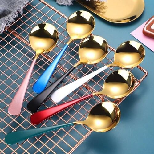 304 stainless steel round spoon Home Hotel small spoon thickened high-grade round bottom dining spoon cutlery