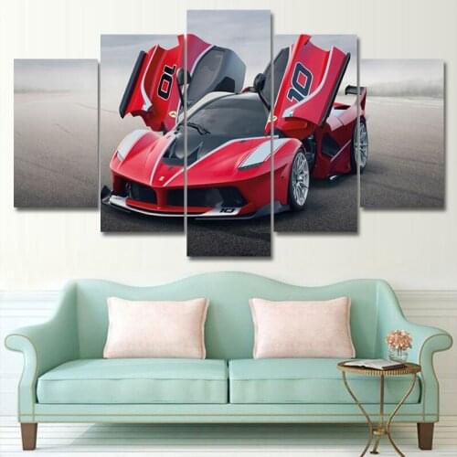 5 Pieces Red High-power Sports Car Posters Modular Canvas HD Prints Paintings Wall Art Pictures Home Decor No Framed
