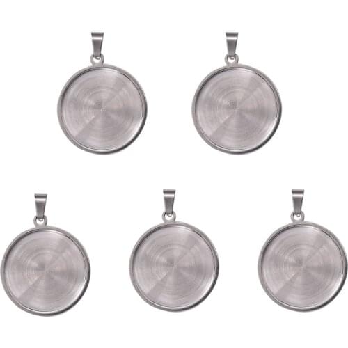 50Pcs Stainless Steel Round Pendant Base Blank Round Inlaid Bezel DIY Jewelry Making Components 6/8/10/12/14/16/18/20/25/30 mm