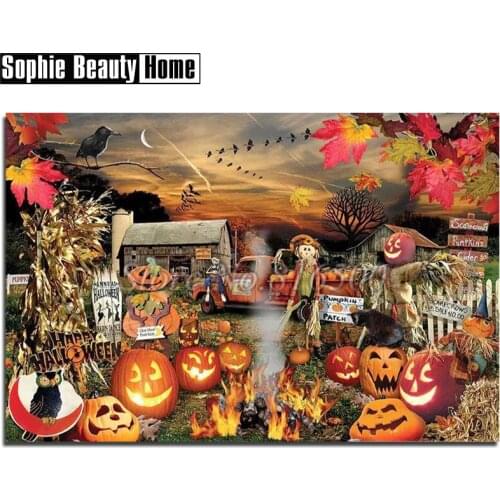 5D DIY Diamond Painting Halloween Pumpkin Full Drill Mosaic Rhinestone Cross Stitch Kits Bird Handmade Embroider Crafts 189125