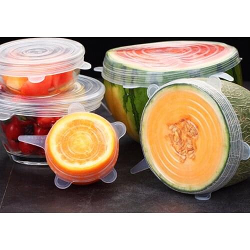 6 Pcs Food Silicone Cover Wraps Seal Bowl Cup Mug Glass Covers Multipurpose Reusable Food Pot Lid For Household Fresh-keeping