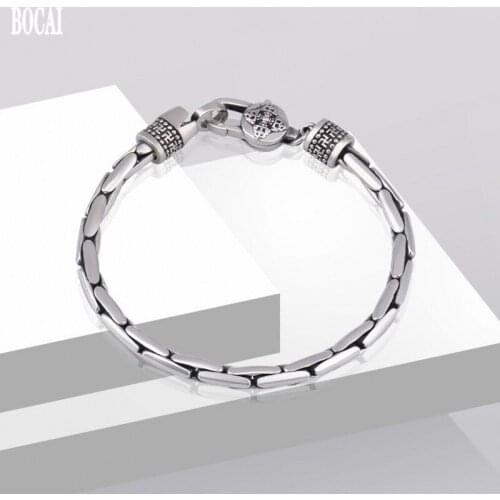 100% real S925 pure silver bamboo bracelet for man and woman retro personality student simple Thai silver men and women bracelet