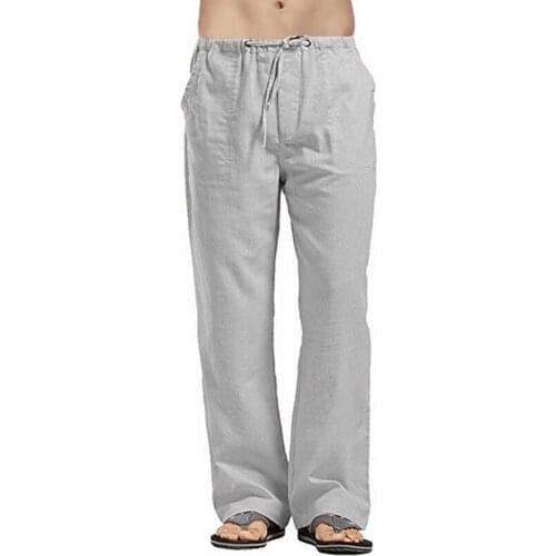 2021 Summer Men Solid Color Multi-Pocket Straight Casual Pants Breathable Comfortable Drawstring Loose Trousers Street Wear