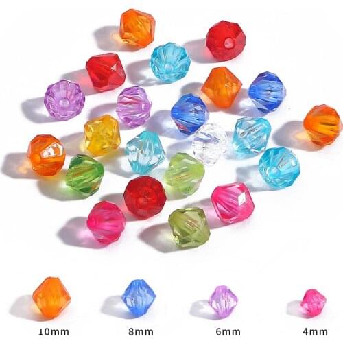 4/6/8/10mm Crystal Acrylic Beads Bicone Beads Glass Beads Loose Spacer Round Beads For Bracelet DIY Jewelry Making Accessories