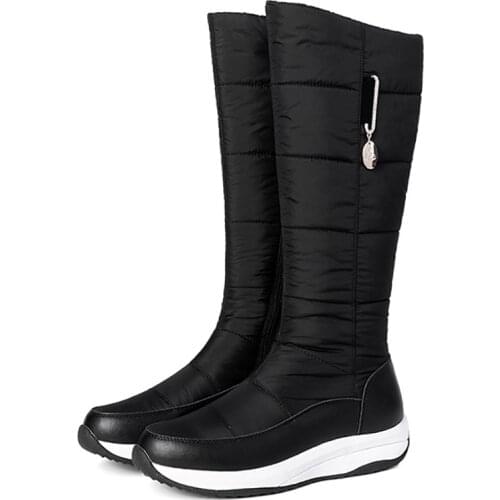 CEVABULE 2021 New Woman Snow Down Boots Slope and Muffin Bottom Casual Boots Cowhide Down Cloth Stitched High Boots TYX