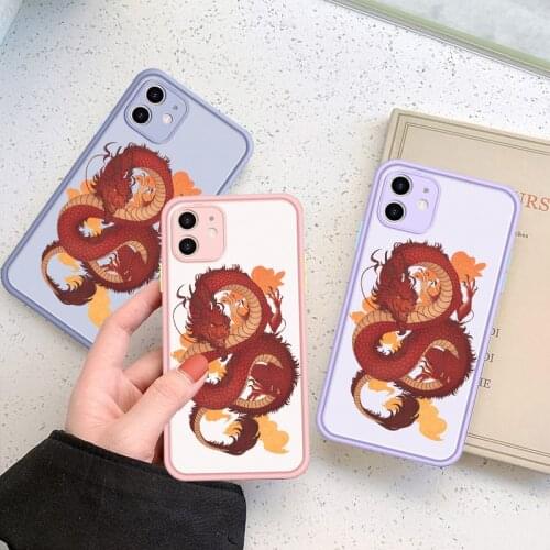 Red Dragon Painting Print Skin Feel Matte Phone Cases for iPhone 11 12 Mini Pro X XS XR Max 6 6S 7 8 Plus SE 2020 Back Cover