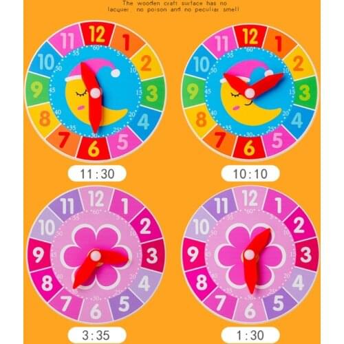 Kids Clock Teaching Montessori Early Learning Educational Toy Gift for Toddler Baby Wooden Clock Toys