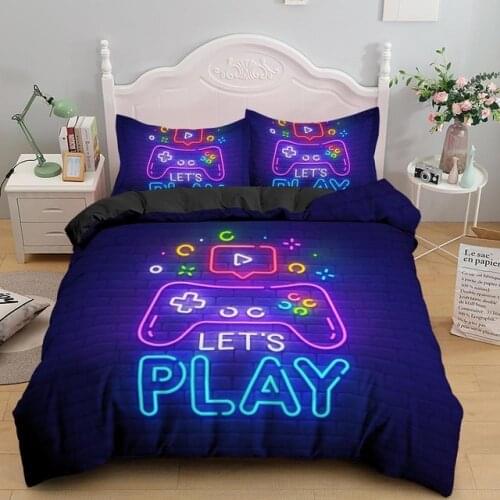 Play Game Kids Cartoon Bedding Set Duvet Cover Boy Bed Set Fashion Gamepad Quilt Comforter Covers 2/3 Pcs Queen Single King Size