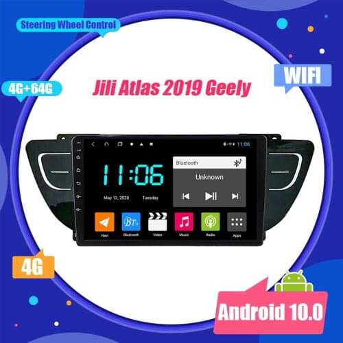 For Geely Jili Atlas 2019 Android 10 2 Din Car Radio Navigation GPS Bt Multimedia Recorder Player 9 Inch Screen Stereo Head Unit