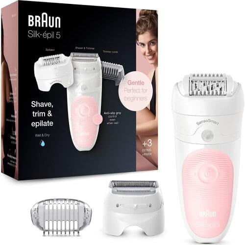 Braun Silk Epilation SensoSmart Wireless Wet Dry Use, Pink facial epilator bodysuit womens home care hair removal device