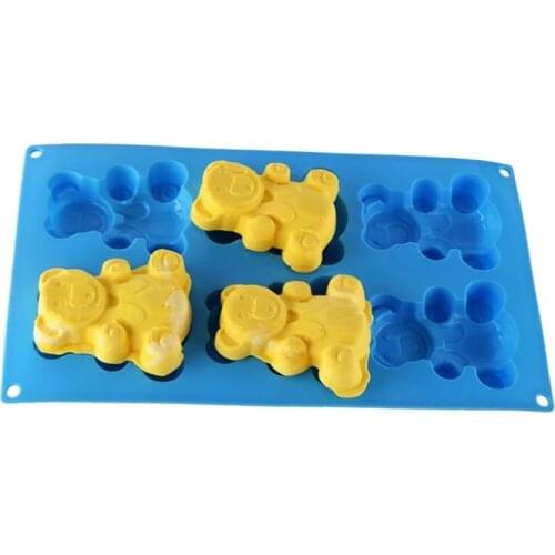 Lovely Bear Mold DIY 6 Holes 3D Silicone Baking Mold Cake Decorating Tool Sugar Craft Chocolate Mould Cake Decorating Mold