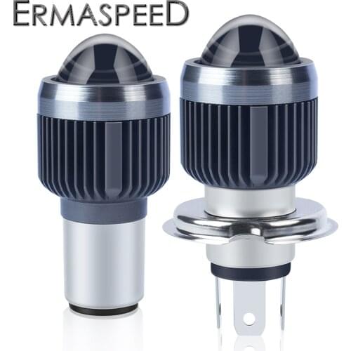 H4 BA20D Bulbs Headlight LED Motorcycle White/Amber Fisheye Lens Motorcycle Led Headlight 12v Spotlight For Motorcycle Scooter