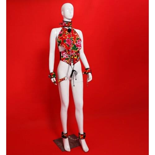 SM Flirt Toys Floral Cloth BDSM Bondage Set Handcuffs, Foot cuffs, Collar, Gag, Corset, Bellyband Adult Games Sex Toys For Woman