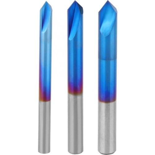 90 Degrees Chamfer End Mill 2 Flute Blue Coating Tungsten Steel Cemented Carbide Hand Tool