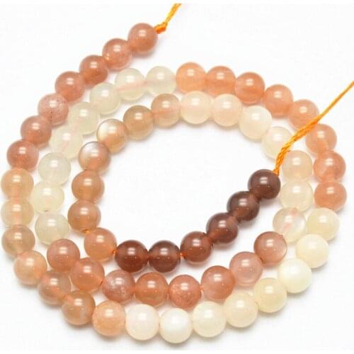 6mm 8mm 10mm Mix Color Natural Peach Moonstone Sunstone Round Loose Beads DIY Jewelry Making Supplies