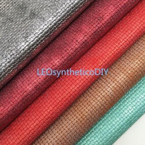 LEOsyntheticoDIY Metallic Weaving Embossed Synthetic Faux Leather Fabric Vinyl Sheets For DIY Bows 21X29CM R058