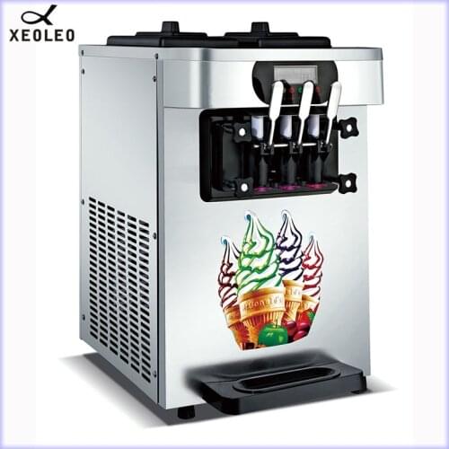 XEOLEO Commercial Ice cream machine Soft Ice cream maker 3 flavors 1900W 18-22L/H Stainless steel Yogurt machine Air cooling
