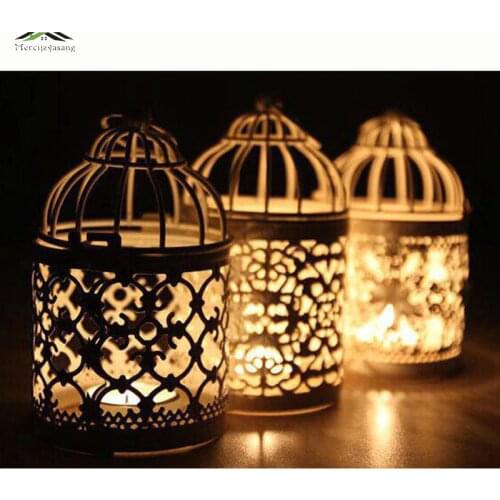 Metal Bird Cage Wedding Candle Holder Lantern Morocco Vintage Small Lanterns For Candles Decorative Cages Moroccan Lamp 009