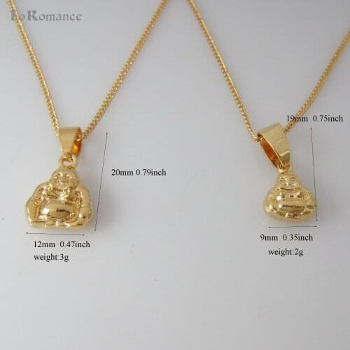 Min order 10$ /- YELLOW GOLD GP OVERLAY 18" 45CM CIRCLE LINK CHAIN NECKLACE & BUDDHA Buddhism RELIGION PENDANT HANGS 0.79inch