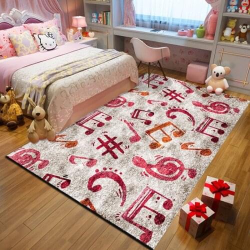 Cartoon music guitar carpet home bedroom living room rugs for childrens room crawling pink carpet grey parlor tapete floor mats