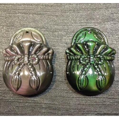 Natural rainbow eye obsidian money bag pendant Men and women color stone double-sided carving lucky money with pendant o5